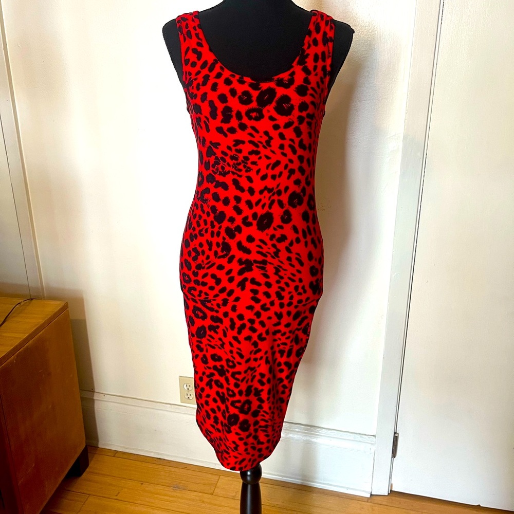 New Look red leopard tank dress
